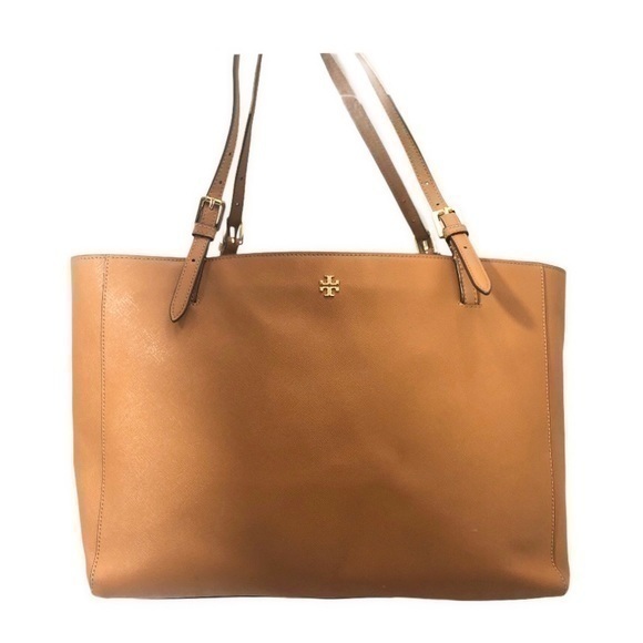 Tory Burch brown saffiano leather tote bag